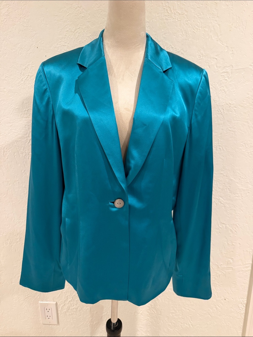 Valerie Stevens Silk Teal Single-Button Blazer size 14